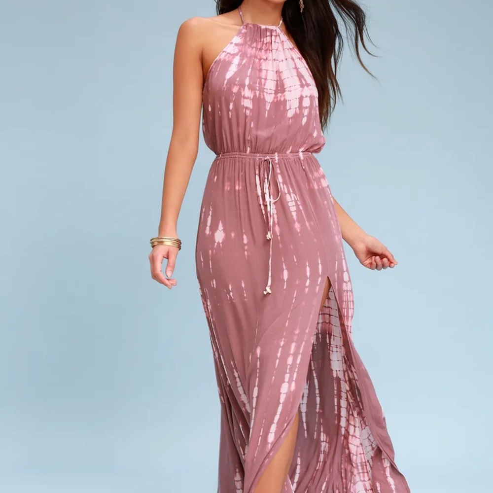 Lulu’s In A Daydream Pink Tie Dye Maxi Dress Small